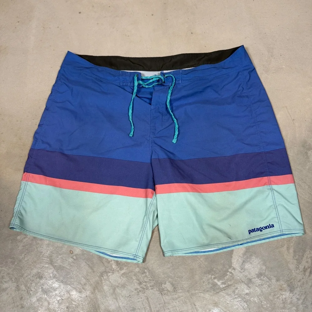 Patagonia Hydro Scivier Mens 36 Blue Colorblock‎ Board Shorts Swim Trunks